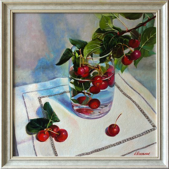 "Red apples" apple trees summer liGHt original painting  GIFT (2019)