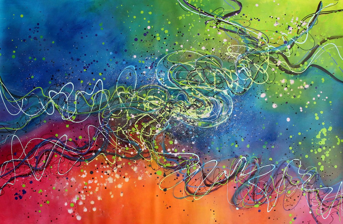 Abstract Landscape Acrylic Painting By Cecilia Frigati, 59 X 39, Some Other Dimensions #2, Original Artwork