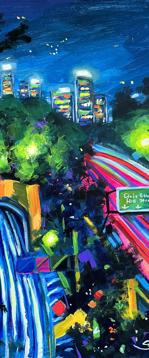 Los Angeles Freeway at Night by Victoria Sukhasyan