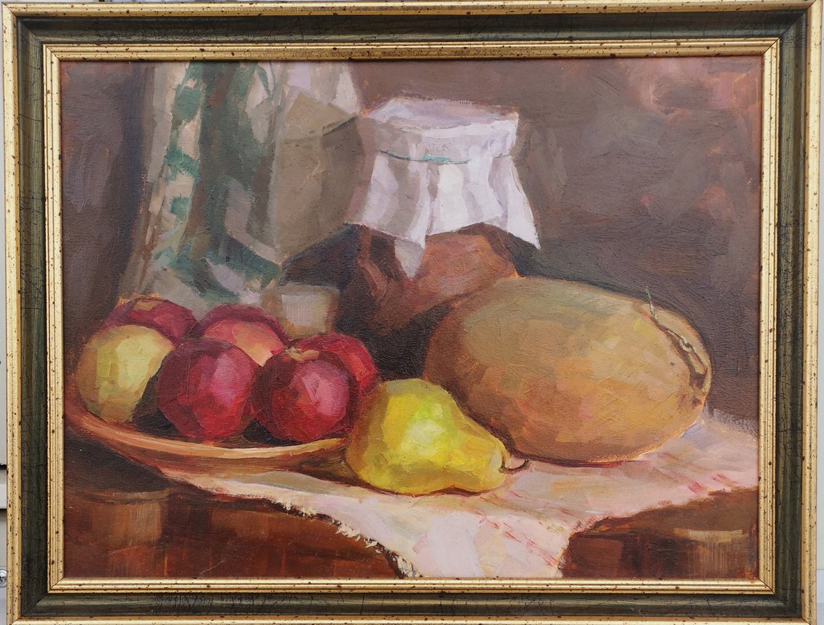 Impressionistic Still Life Oil Painting By Olga Samar, 18 X 14", Warm Still Life, Original Artwork