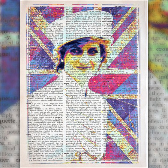 Diana - Princess of Wales - Collage Art on Large Real English Dictionary Vintage Book Page