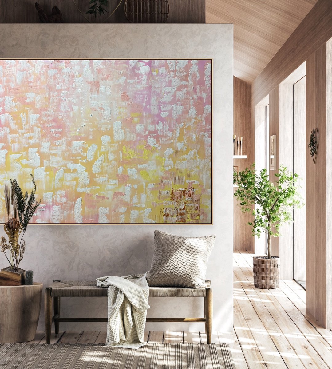 Geometric Abstract Acrylic Painting By Alanah Jarvis, 79 X 55, Daydream Dip, Original Artwork