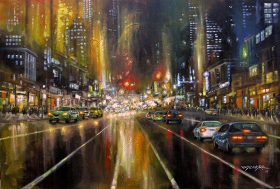 New York  City night lights 36x24 in