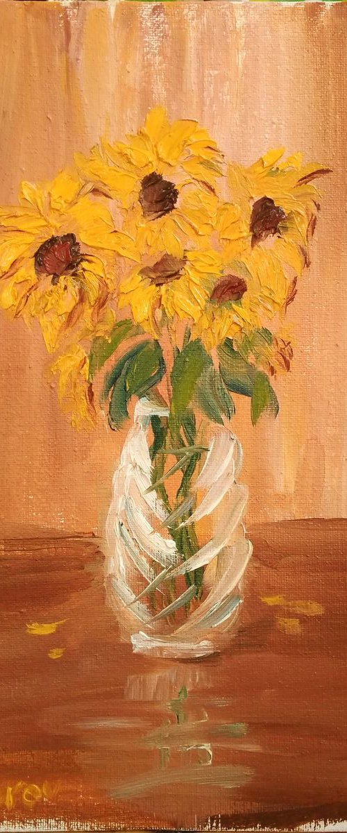 Sunflowers. still life in the vase by Dmitry Fedorov