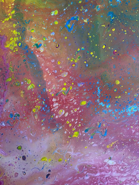 "Cosmic Bubblescape" - Original Abstract PMS Fluid Acrylic Painting on Deep Canvas - 30 x 30 inches