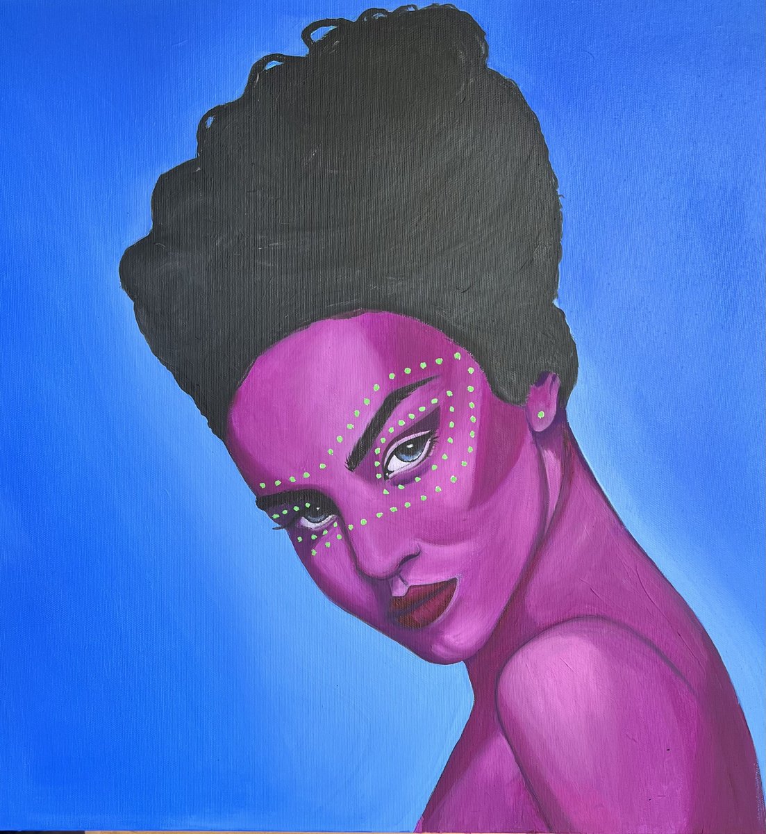 Expressive Portrait Giclee Print By Caroline Millott, 16 X 16, Violet Girl - Giclee Print, Original Artwork