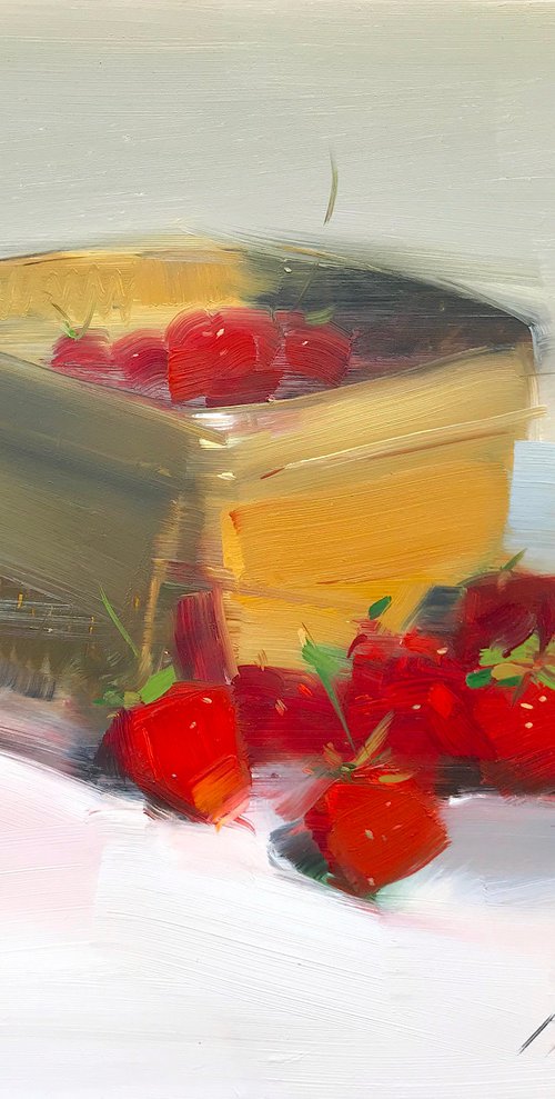 Strawberries, Still Life Original oil painting, Handmade artwork, One of a kind by Vahe Yeremyan