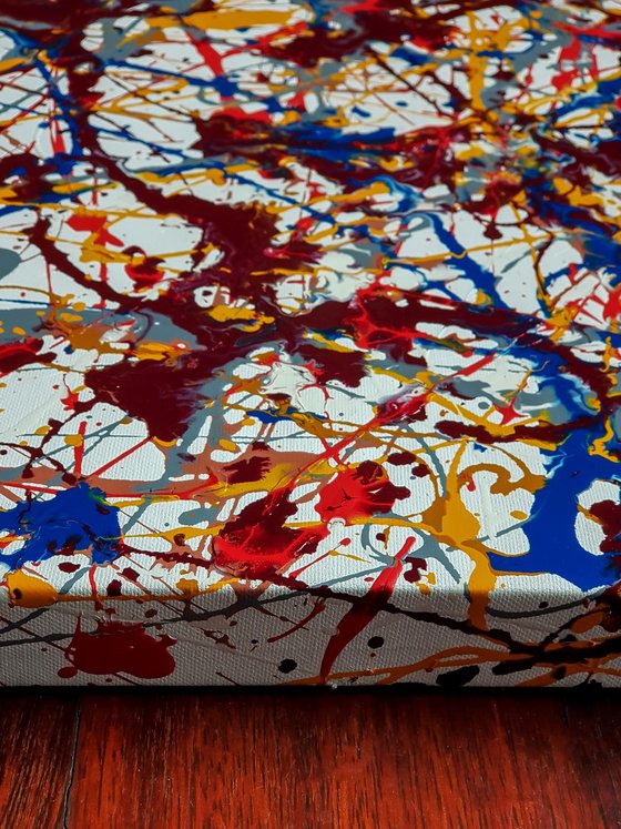 Ruza N-22 (H)80x(W)60x(D)3.5 cm. Jackson Pollock Style Abstract Painting