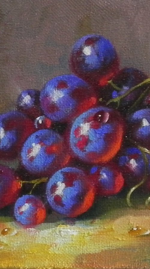 "Grapes"  Oil on canvas Kitchen decor 2021 by Tetiana Novikova