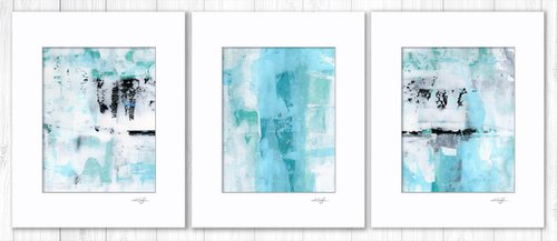Lost In The Moment Collection 1 - 3 Abstract Paintings in Mats by Kathy Morton Stanion by Kathy Morton Stanion
