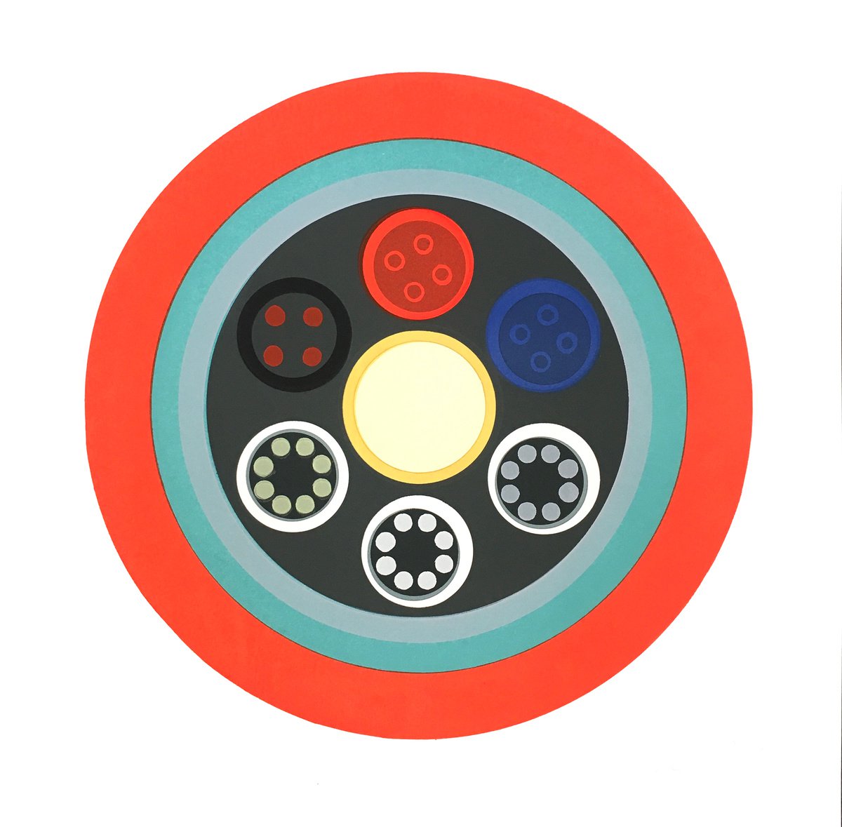 Geometric Abstract Screenprint By Helen Boden, 15 X 15, Link Up, Original Artwork