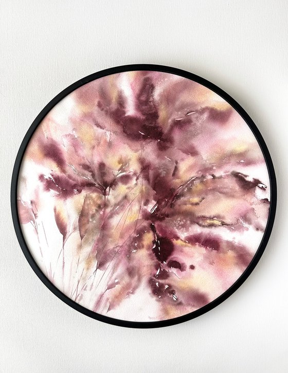 Abstract flowers, round art