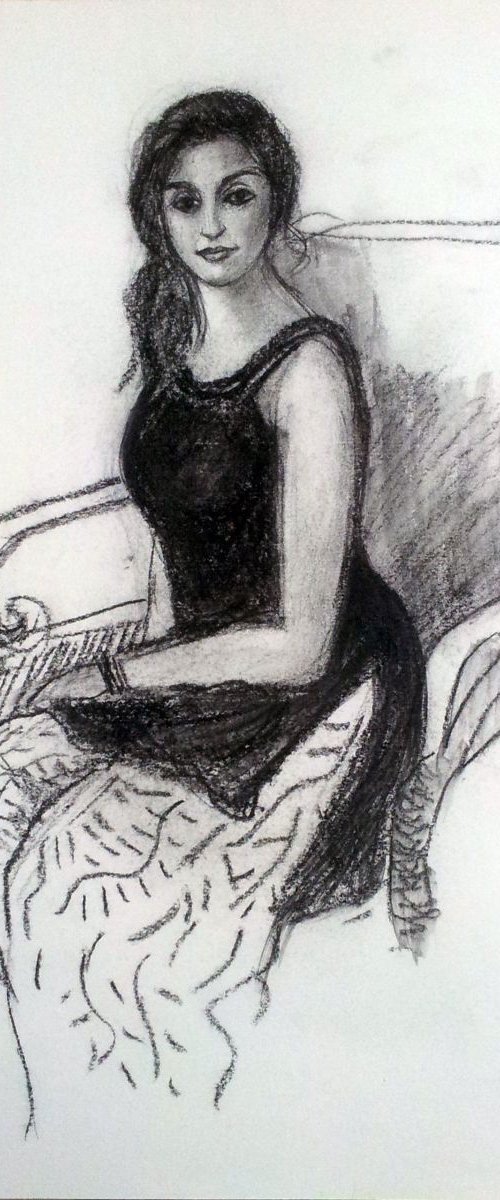 An Elegant Woman in Black Dress by Asha Shenoy