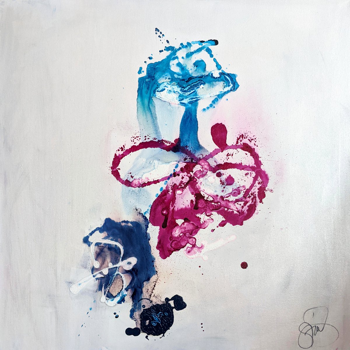 Abstract Portrait Painting By Shelli Finch, 24 X 24", Homage To De Kooning, Original Artwork