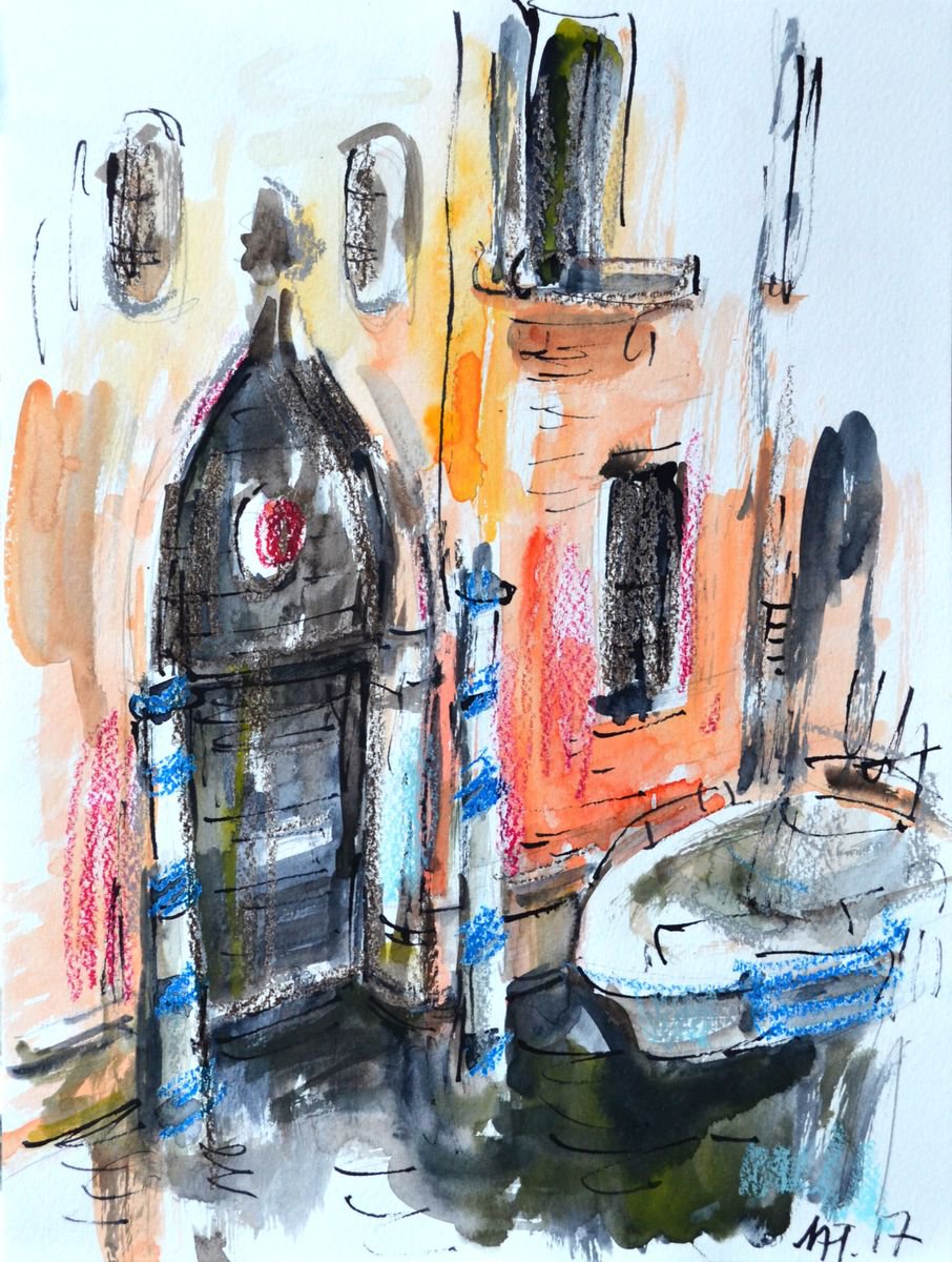 Impressionistic Landscape Watercolour By Nelina Trubach-Moshnikova, 9 X 13", Sketches Of Venice, Original Artwork