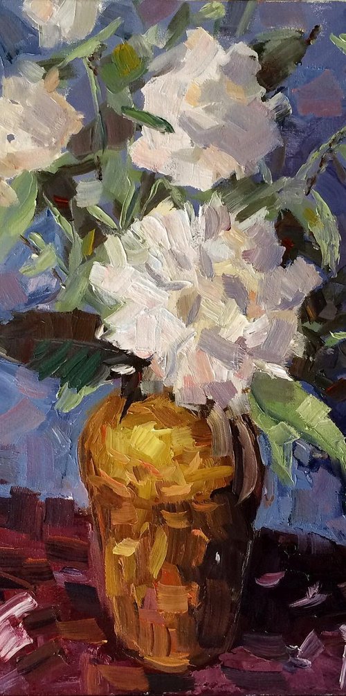 Bouquet in a golden vase by Michael Rak