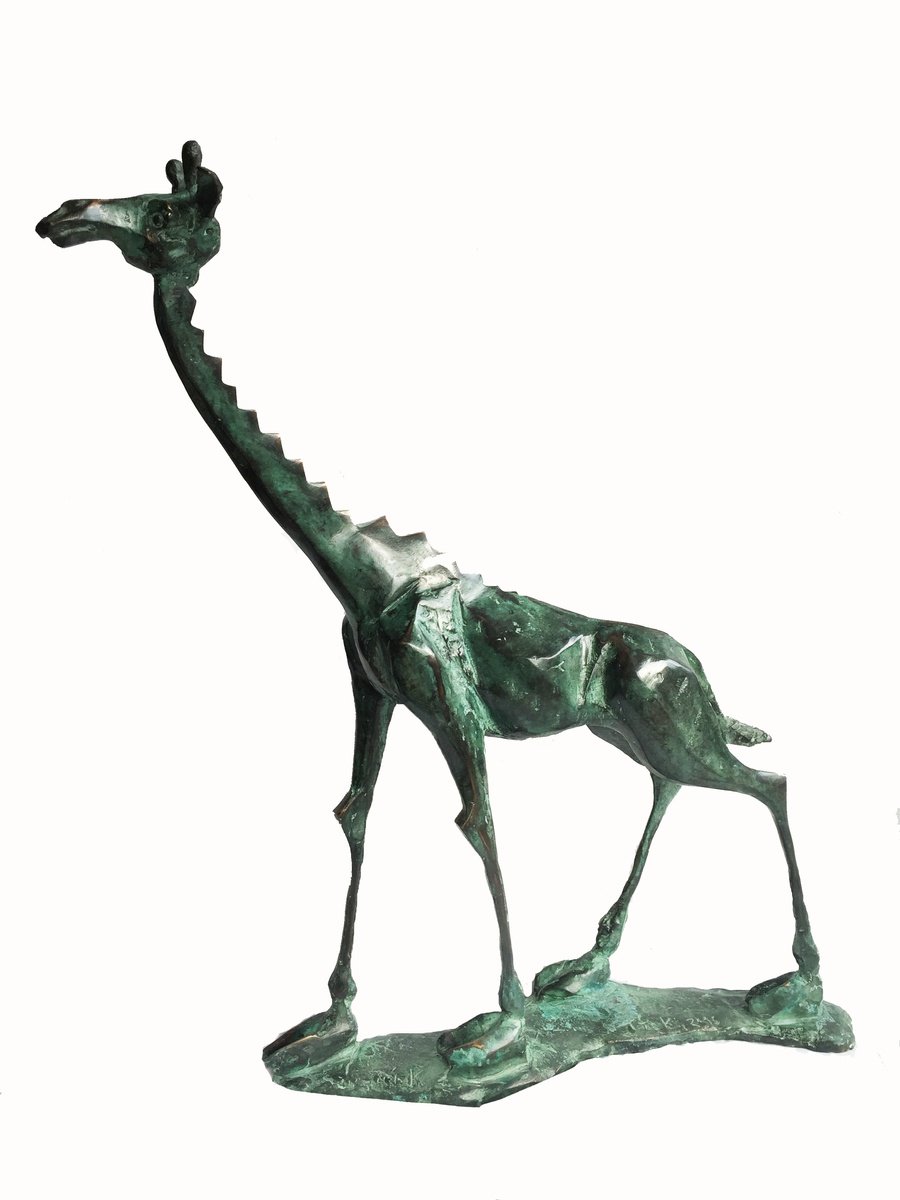Expressive Animal Sculpture By Toth Kristof, 16 X 24", Giraffe, Original Artwork