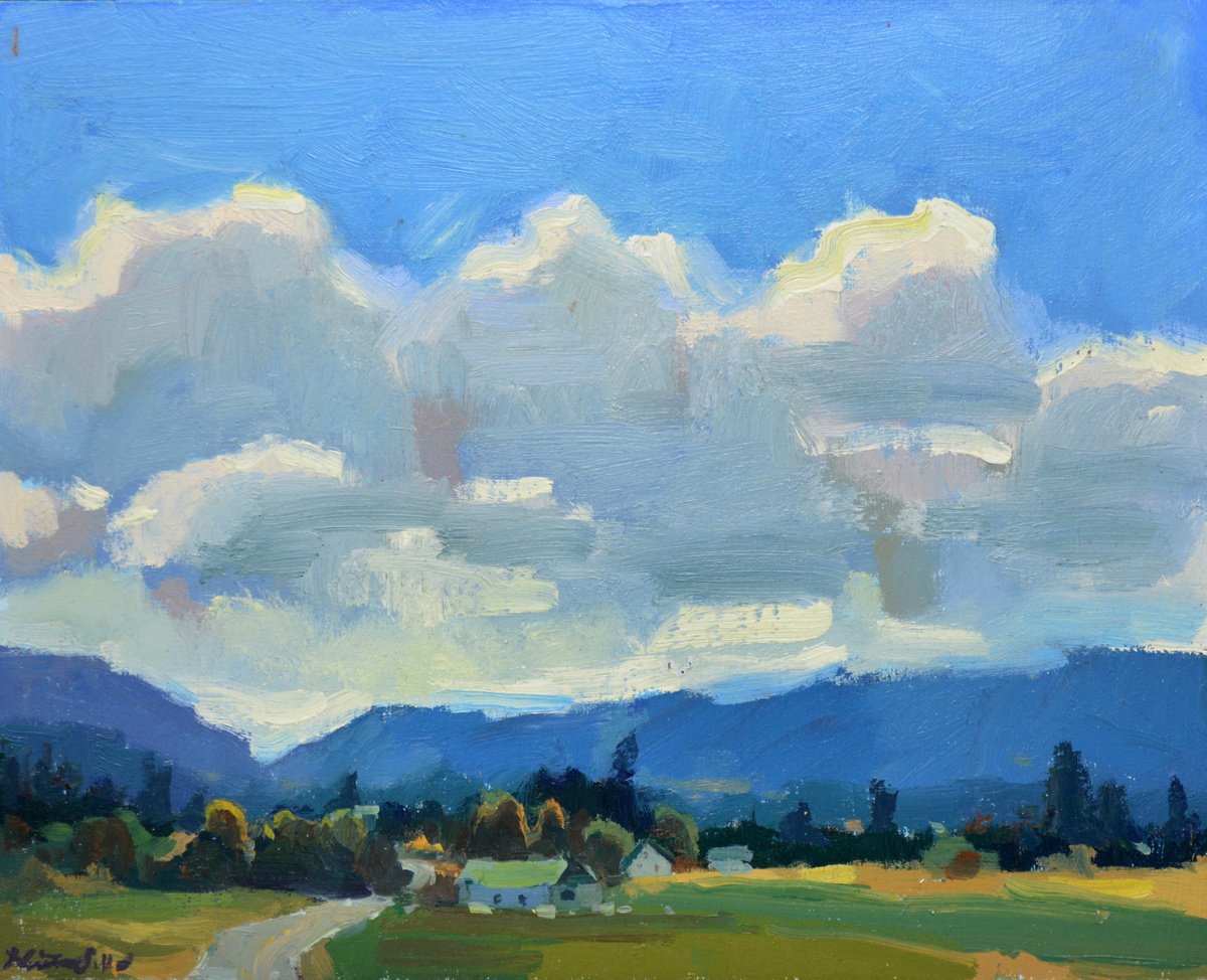 Impressionistic Landscape Oil Painting By Kristina Sellers, 10 X 8", End Of Summer, Original Artwork