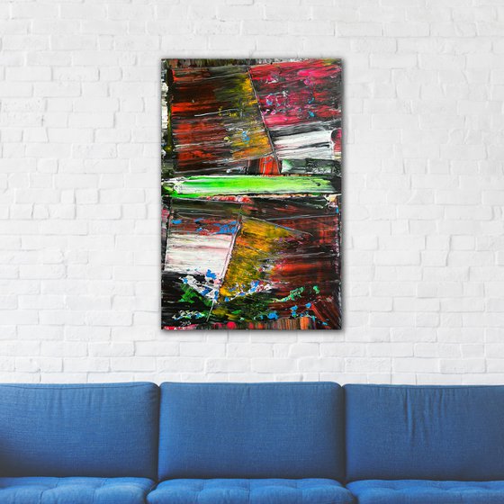 "Chronic Pain" - Original PMS Abstract Acrylic Painting On Canvas - 24" x 36"