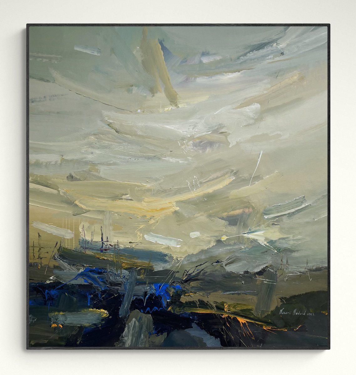 Abstract Acrylic Painting By Nazarii Medvid, 41 X 43", Depth Of Nature 251, Original Artwork