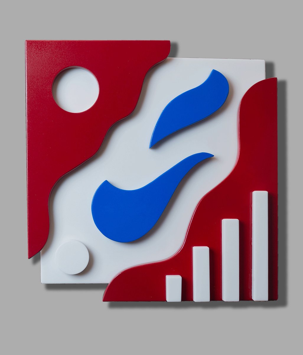 Geometric Cityscapes Relief By Mircea Puscas, 11 X 12", River N2, Original Artwork