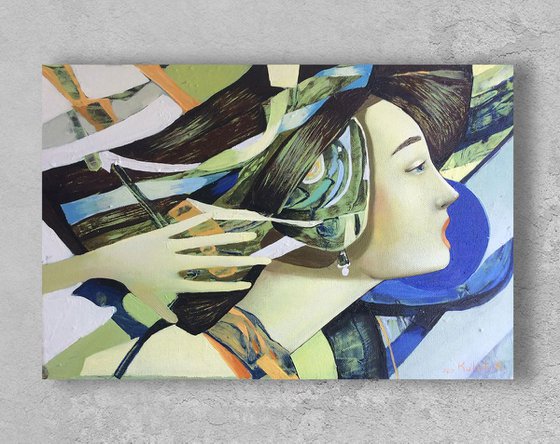 Abstract woman painting, oil painting canvas