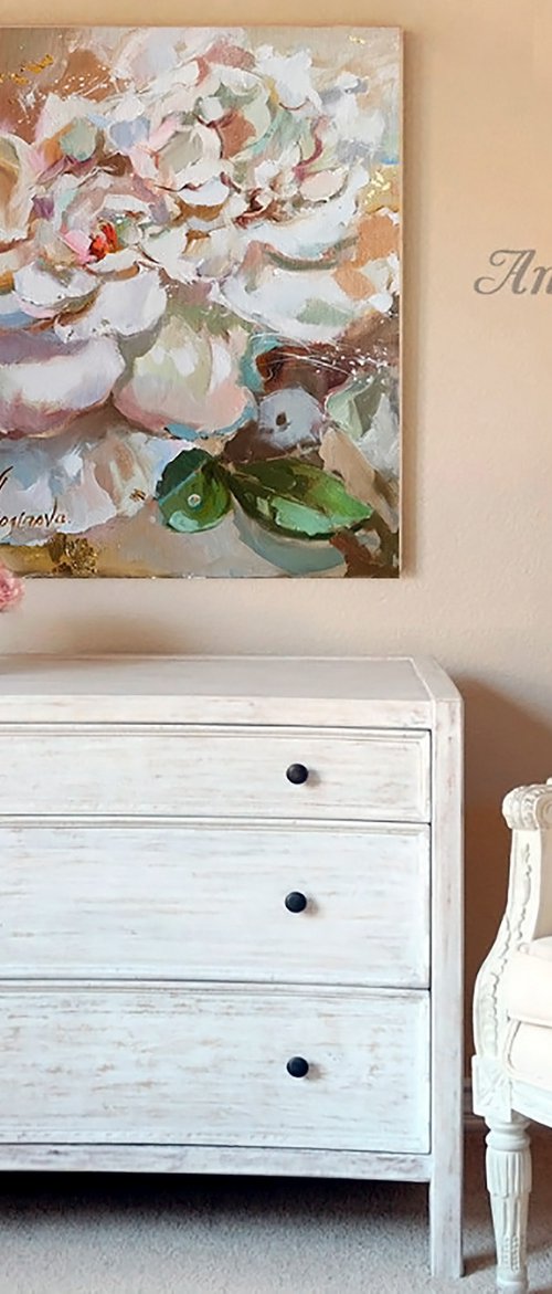 Perl petals - Peonies Original Art by Annet Loginova