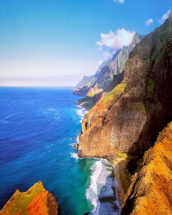 Tropical Coastline Hawaii Aerial Photograph Of The Isolated Napali Coast