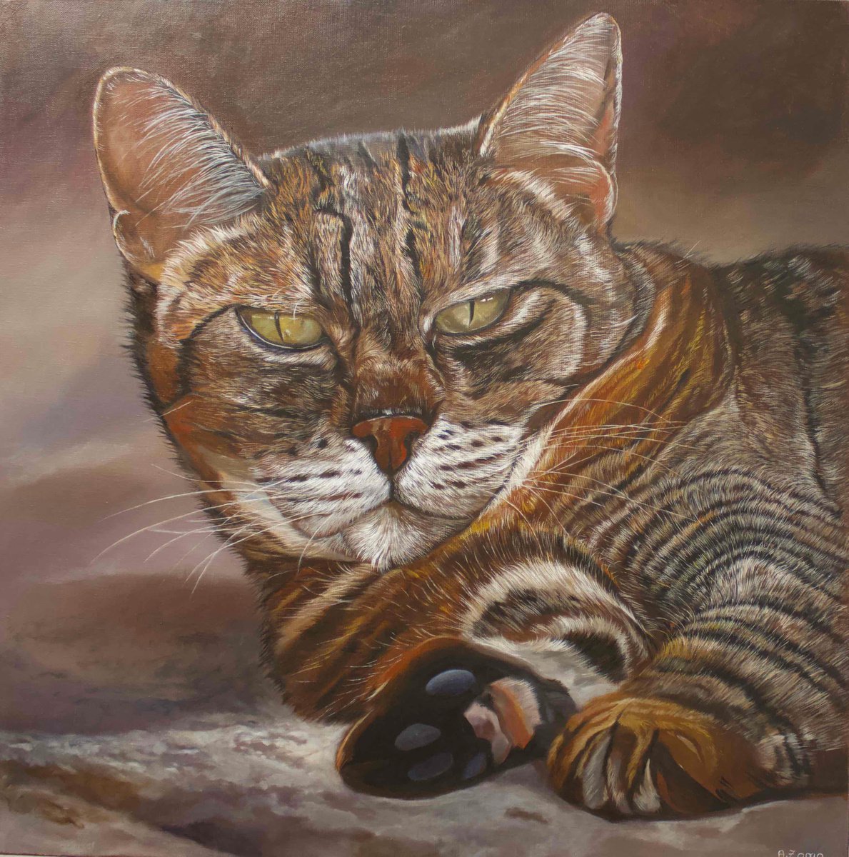 Zora The Great, Portrait of a Grey Cat by Anne Zamo