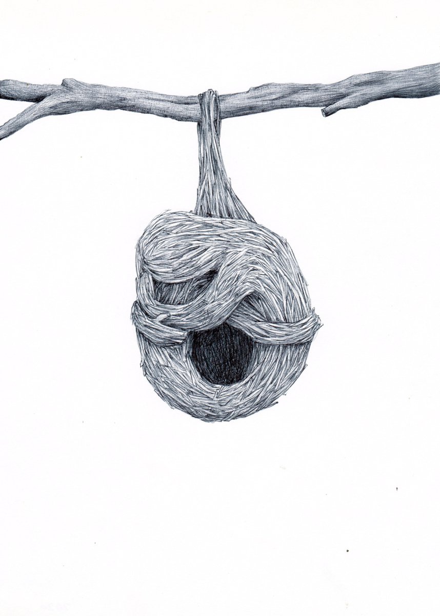 Portrait Ink Drawing By Andromachi Giannopoulou, 6 X 8, Love Nest, Original Artwork