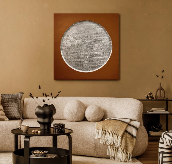 "Copper Mars" Copper silver textured art
