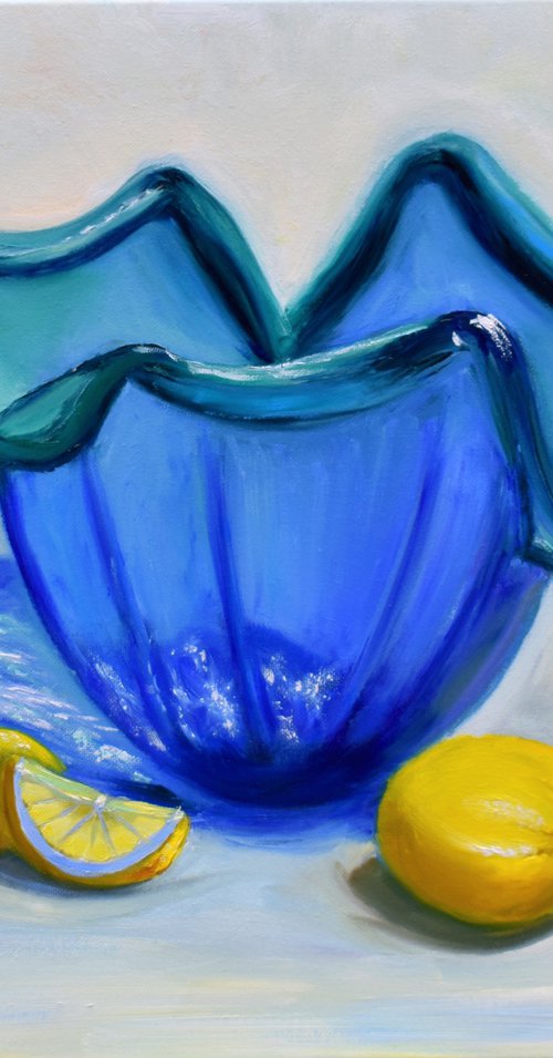 Lemons and a Blue Vase by Yulia Nikonova