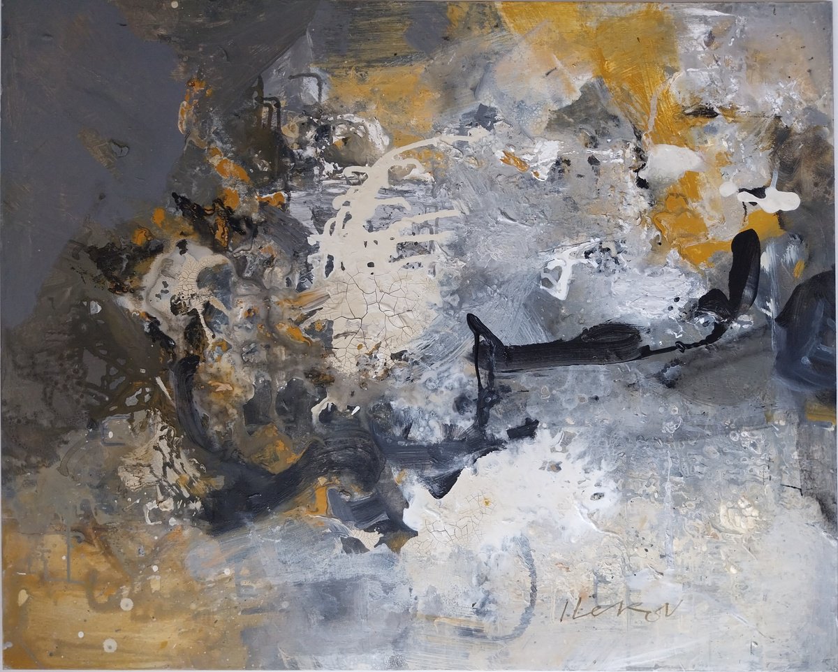 Abstract Acrylic Painting By Ivo Lekov, 39 X 31, No Name Iii, Original Artwork