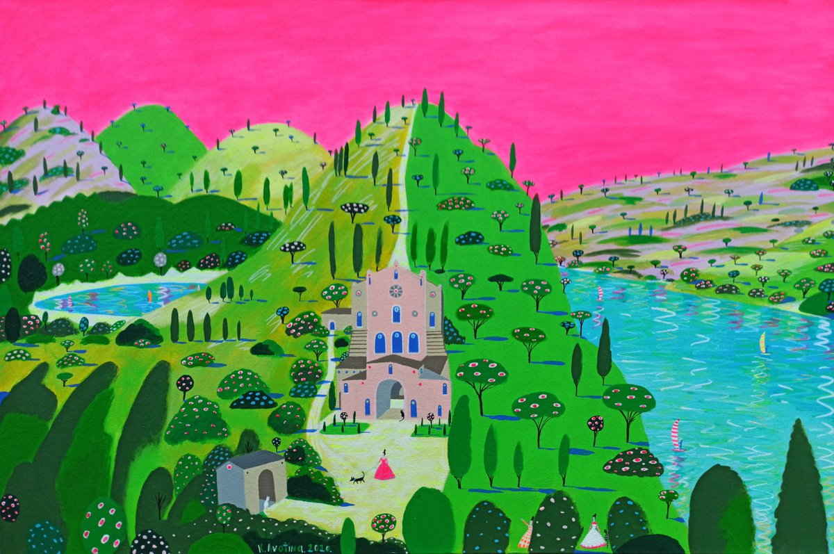 Impressionistic Landscape Acrylic Painting By Katrina Avotina, 30 X 20", Let Your Soul Guide You, Original Artwork