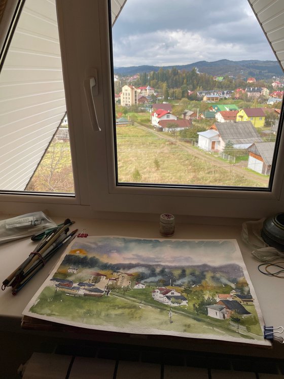 Skhidnytsia view from window