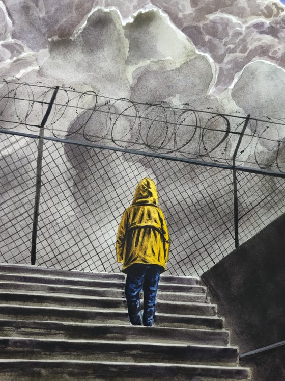 Behind the fence