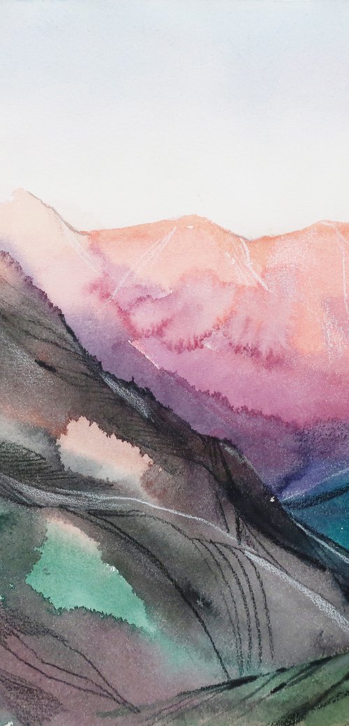 Sunset in the mountains by Alla Vlaskina