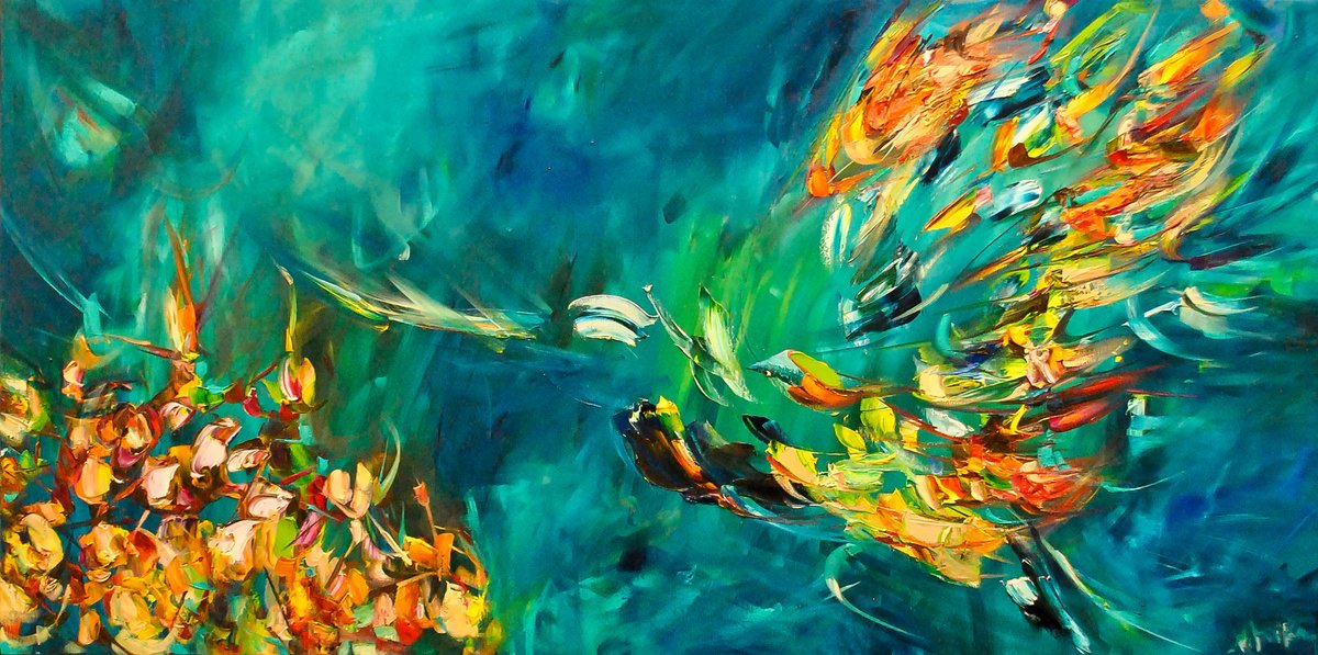 Abstract Landscape Giclee Print By Victoria Horkan, 31 X 16", If I Could Hum, Original Artwork