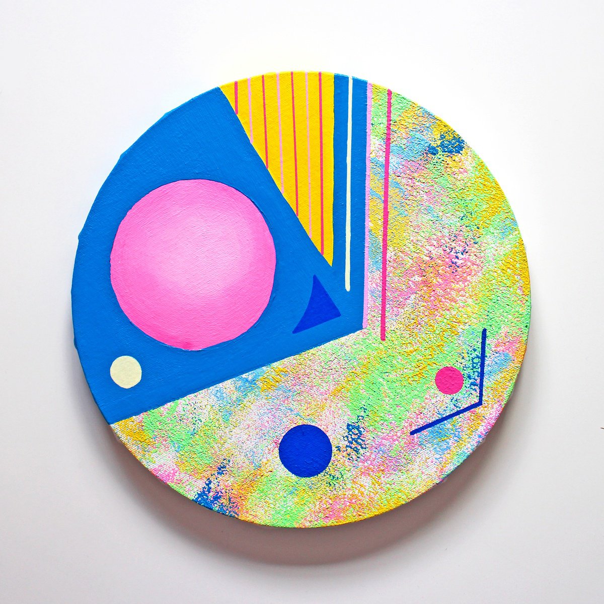 Abstract Circle #2 Painting on Round Canvas by Ian Viggars
