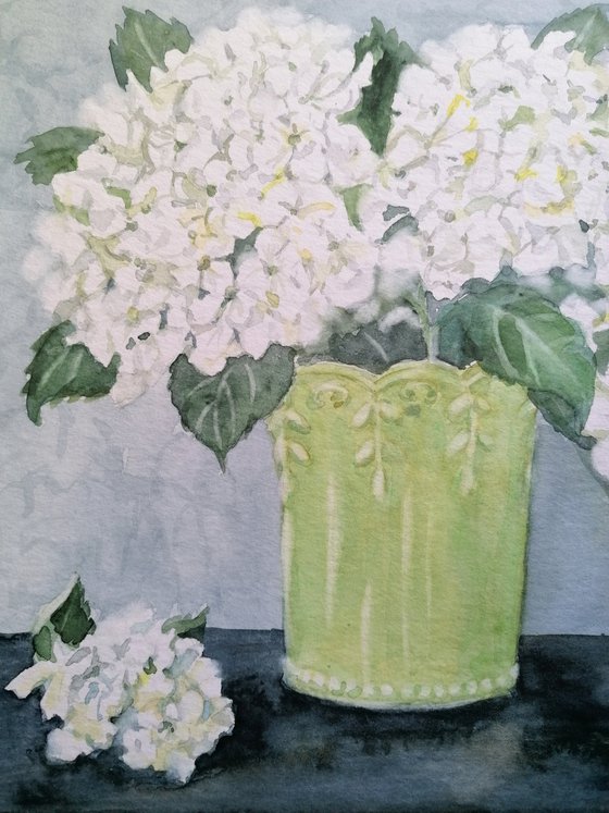 Hortensia au vase vert