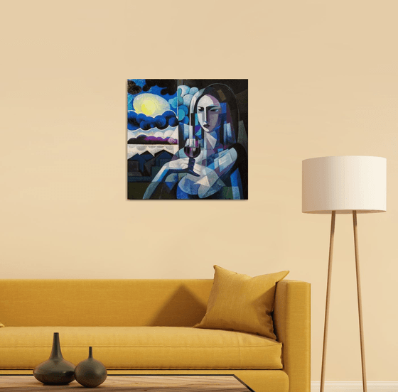 Night (60x60cm,  oil painting, ready to hang)