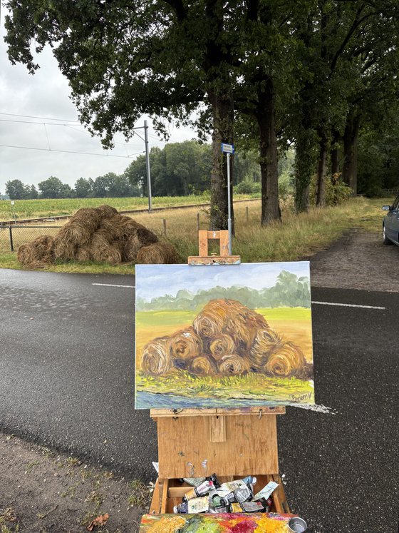 Hay bales. Plein air