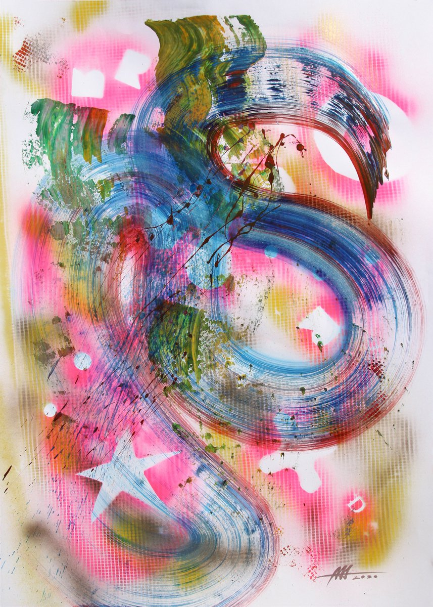 Abstract Acrylic Painting By Anatoliy Menkiv, 24 X 33, #33 Metaphysics Series, Original Artwork