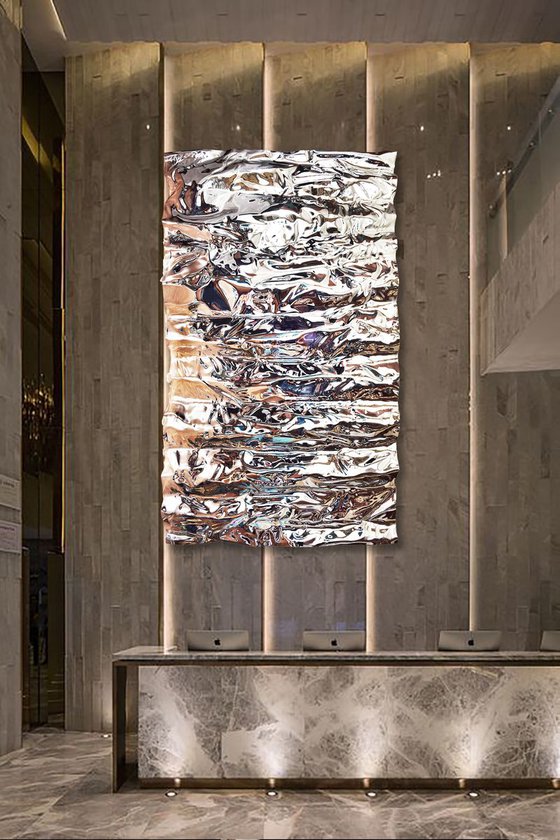 Reflections in Silver  215 cm x 120 cm 3-D Modern Abstract