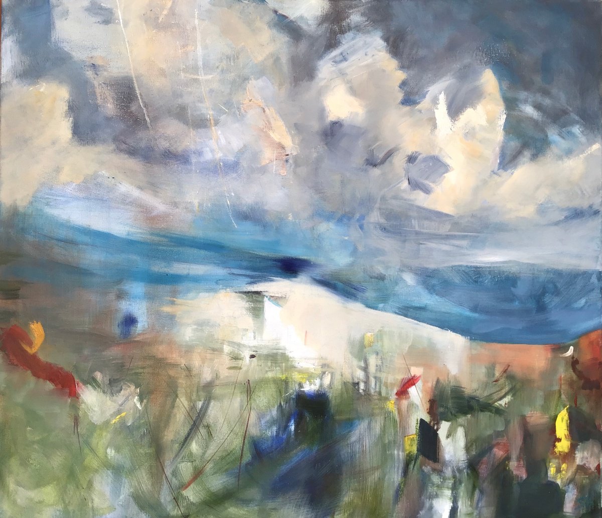 Organic Landscape Oil Painting By Sandra Haney, 31 X 28", Past Summer 2, Original Artwork