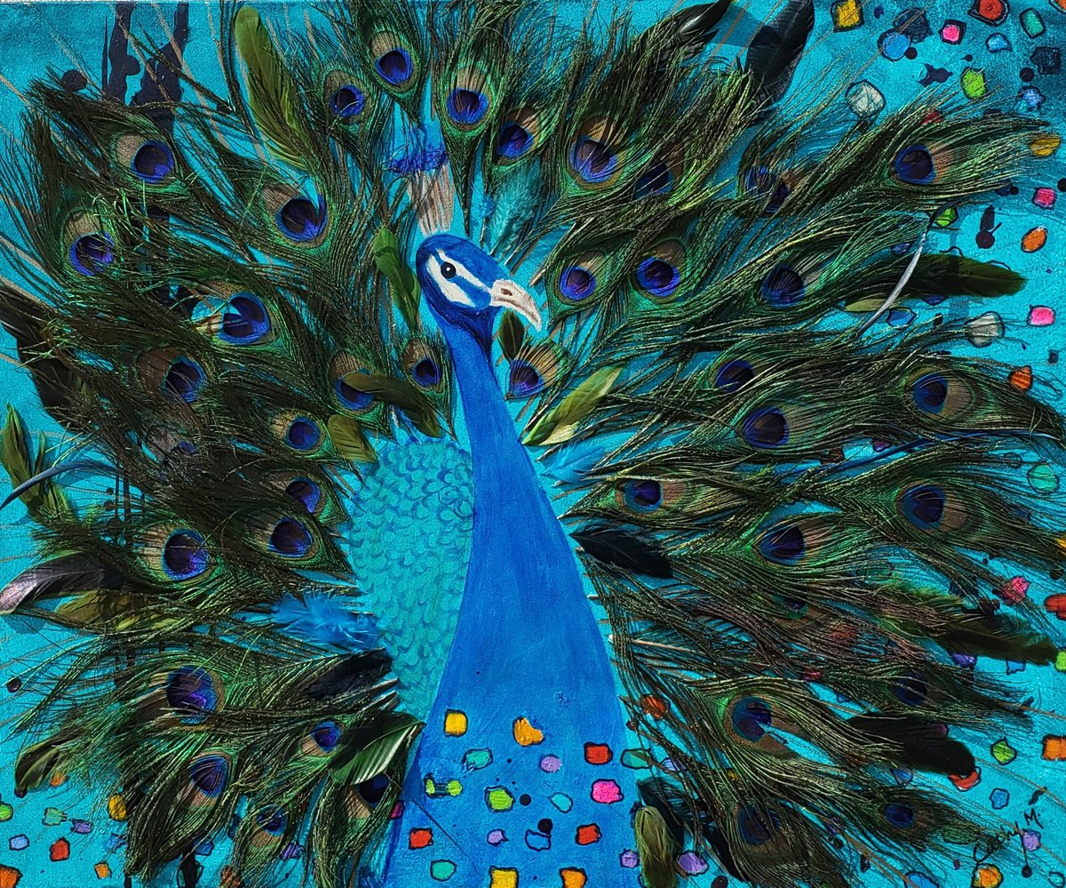 Impressionistic Animal Painting By Cathy Maiorano, 24 X 20, Blessings From Heaven, Original Artwork