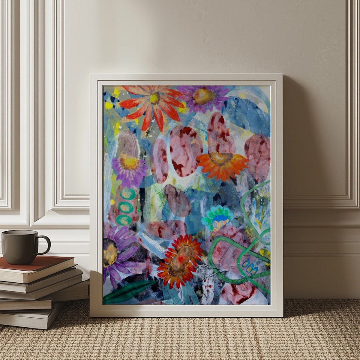 Organic Botanical Painting By Poovi Art, 35 X 47", Beautiful Bane 02, Original Artwork