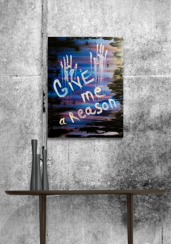 Purple large painting "Give me a reason" decor for bedroom gifts for boss