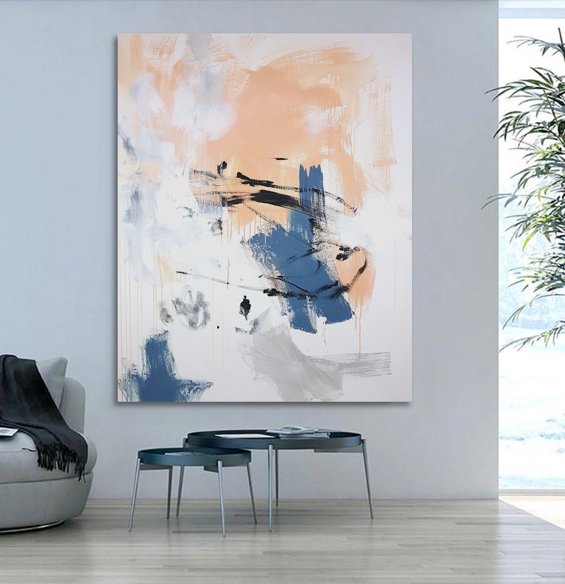 Abstract Oil Painting By Hugh Abernethy, 47 X 59, Merror, Original Artwork