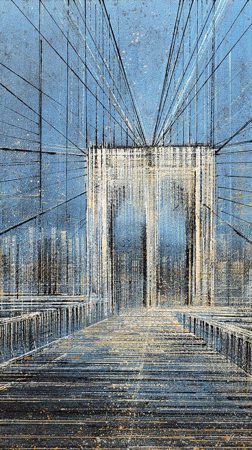 New York. The Brooklyn Bridge At Night by Marc Todd